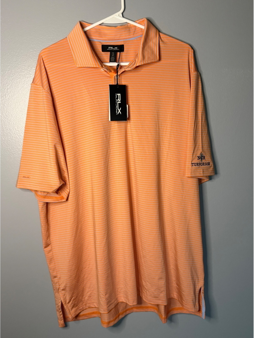 RLX Ralph Lauren Orange Striped Men's Polo Shirt XL